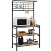 4-Tier Baker's Rack with S-Hooks for Microwave Kitchen, Gray