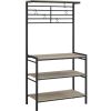 4-Tier Baker's Rack with S-Hooks for Microwave Kitchen, Gray