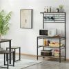 4-Tier Baker's Rack with S-Hooks for Microwave Kitchen, Gray