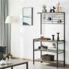 4-Tier Baker's Rack with S-Hooks for Microwave Kitchen, Gray