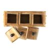 WILLART Handcrafted Teak Wood Antique Look Tea Coffee Sugar 3 Container Set in Wooden Tray Container with Lids (Dimension : 10.50 x 4 x 5 Inch)